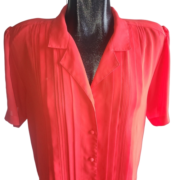 The Bay Vintage Red Short Sleeve Blouse Sz.16 - Picture 2 of 7